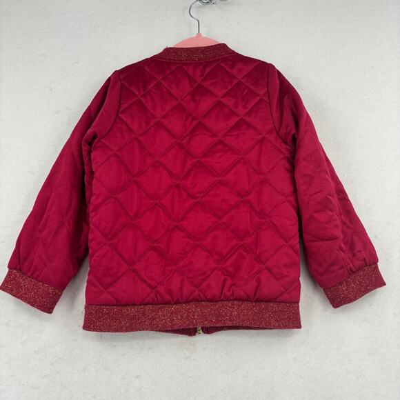 Disney Tutu Couture Bomber Jacket Girl's 7/8 Pink Quilted Embroidered Patches - Picture 7 of 8